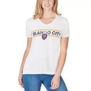 Adidas Orlando City SC New White Dassler Pattern V-Neck T-Shirt - M